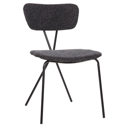 Dining Chair Dory Hm9855.04 Metal Frame In Black-fabric In Dark Grey 48,5x61x76hcm.