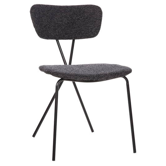 Dining Chair Dory Hm9855.04 Metal Frame In Black-fabric In Dark Grey 48,5x61x76hcm.