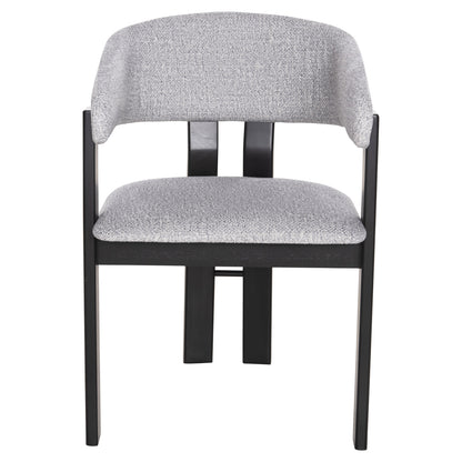 Dining Chair Zarra Hm9970.02 Rubberwood In Black-light Grey Fabric 55,5x59x81,5hcm.