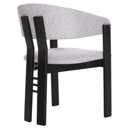 Dining Chair Zarra Hm9970.02 Rubberwood In Black-light Grey Fabric 55,5x59x81,5hcm.