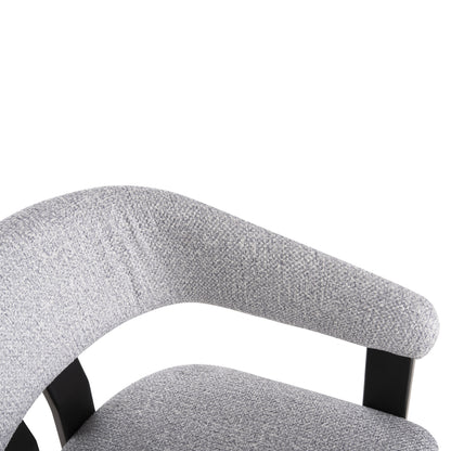 Dining Chair Zarra Hm9970.02 Rubberwood In Black-light Grey Fabric 55,5x59x81,5hcm.
