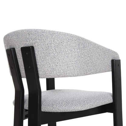 Dining Chair Zarra Hm9970.02 Rubberwood In Black-light Grey Fabric 55,5x59x81,5hcm.