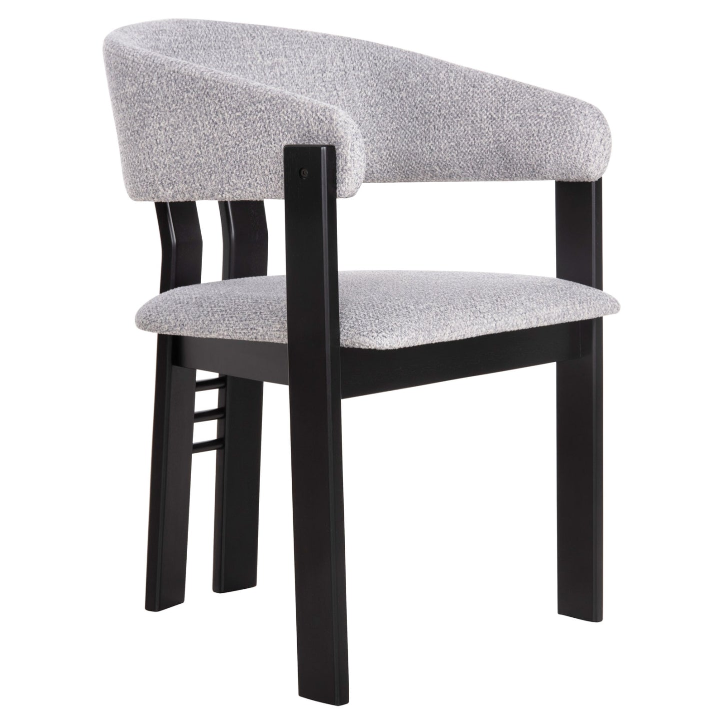 Dining Chair Zarra Hm9970.02 Rubberwood In Black-light Grey Fabric 55,5x59x81,5hcm.
