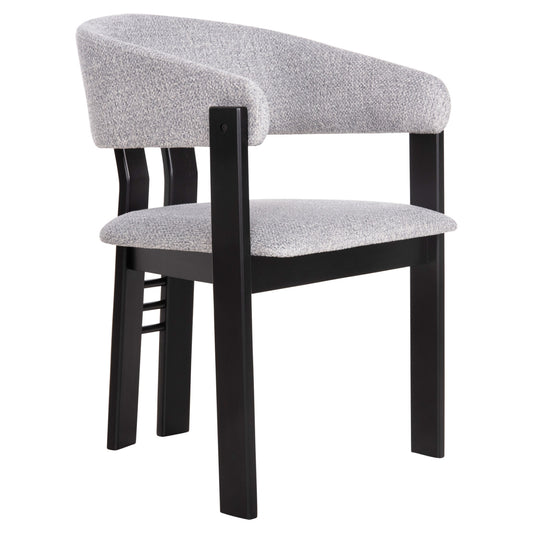 Dining Chair Zarra Hm9970.02 Rubberwood In Black-light Grey Fabric 55,5x59x81,5hcm.