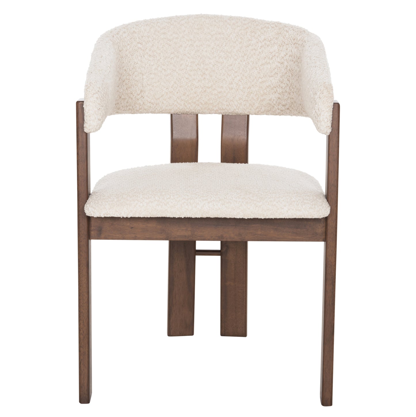 Dining Chair Zarra Hm9970.03 Rubberwood In Walnut-ecru Boucle Fabric 55,5x59x81,5hcm.