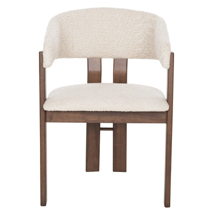 Dining Chair Zarra Hm9970.03 Rubberwood In Walnut-ecru Boucle Fabric 55,5x59x81,5hcm.