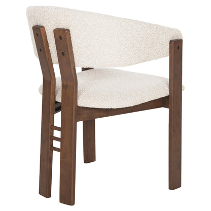 Dining Chair Zarra Hm9970.03 Rubberwood In Walnut-ecru Boucle Fabric 55,5x59x81,5hcm.