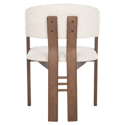 Dining Chair Zarra Hm9970.03 Rubberwood In Walnut-ecru Boucle Fabric 55,5x59x81,5hcm.