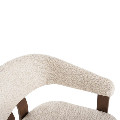 Dining Chair Zarra Hm9970.03 Rubberwood In Walnut-ecru Boucle Fabric 55,5x59x81,5hcm.