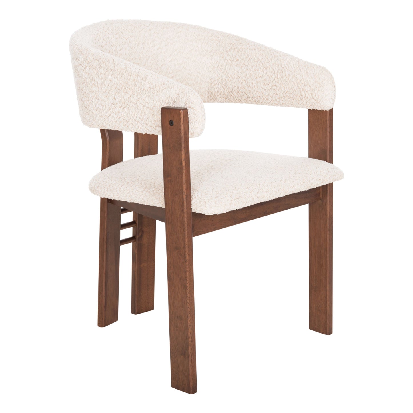 Dining Chair Zarra Hm9970.03 Rubberwood In Walnut-ecru Boucle Fabric 55,5x59x81,5hcm.