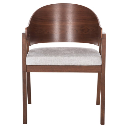 Dining Chair Nero Hm9972 Rubberwood In Walnut Color-grey Fabric Seat 56x56x78hcm.