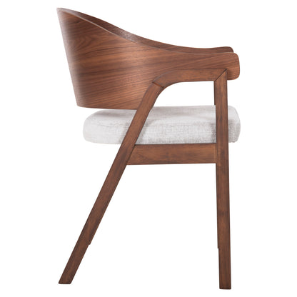 Dining Chair Nero Hm9972 Rubberwood In Walnut Color-grey Fabric Seat 56x56x78hcm.