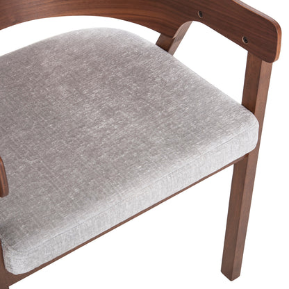 Dining Chair Nero Hm9972 Rubberwood In Walnut Color-grey Fabric Seat 56x56x78hcm.