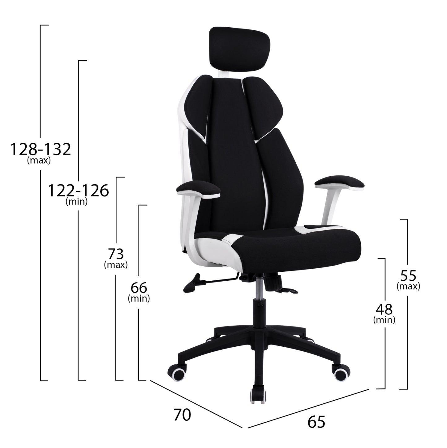 Manager's Office Chair Hm1086.02 In Black-white Color 65x70x128-132