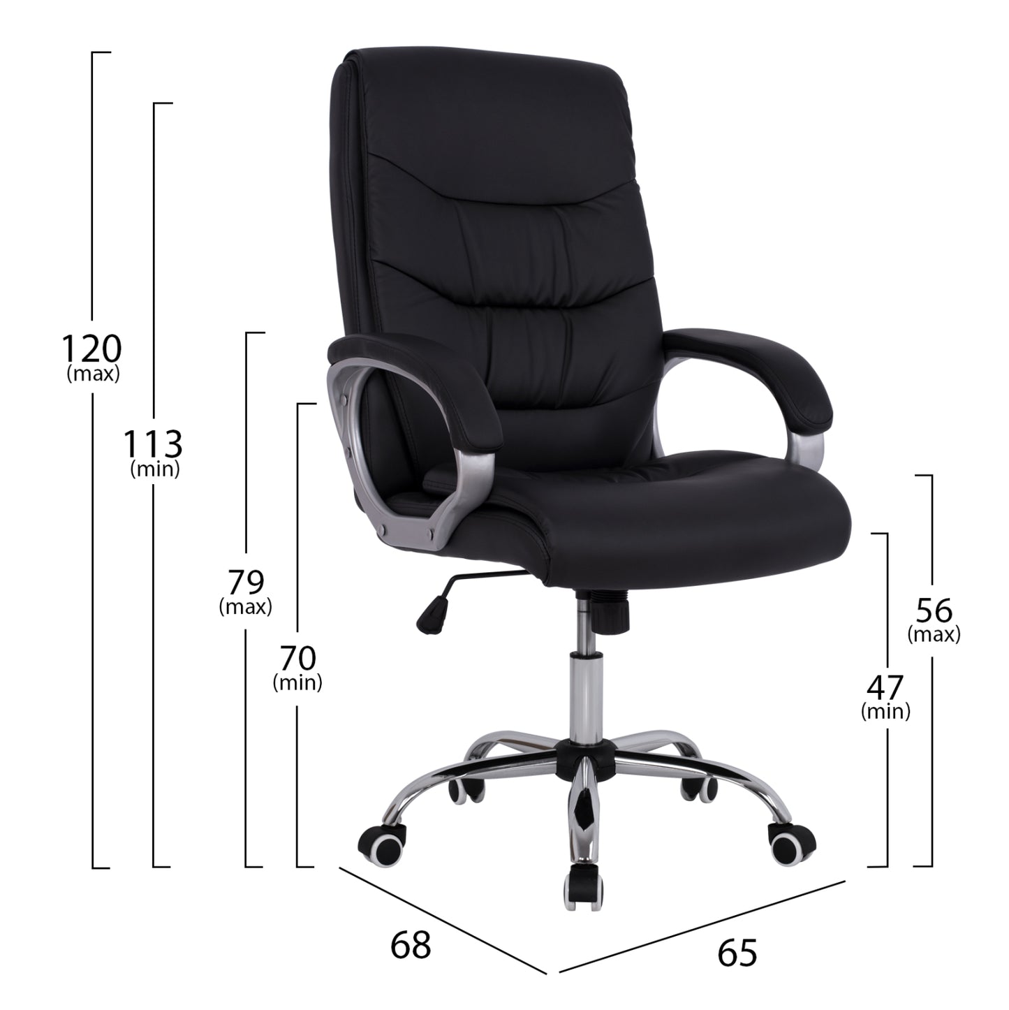 Manager's Office Chair Hm1087.01 In Black Color 65x68x120 Cm