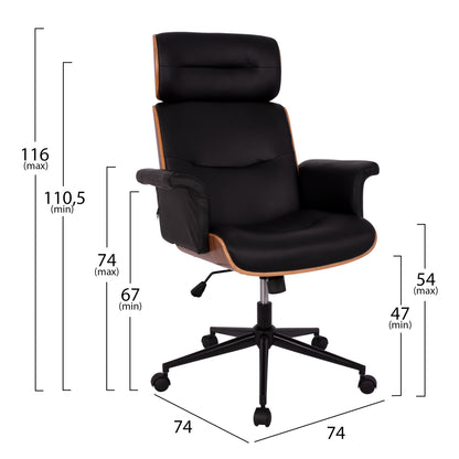 Manager's Office Chair Superior Pro Hm1108.01 Walnut-black Color 74x74x116 Cm