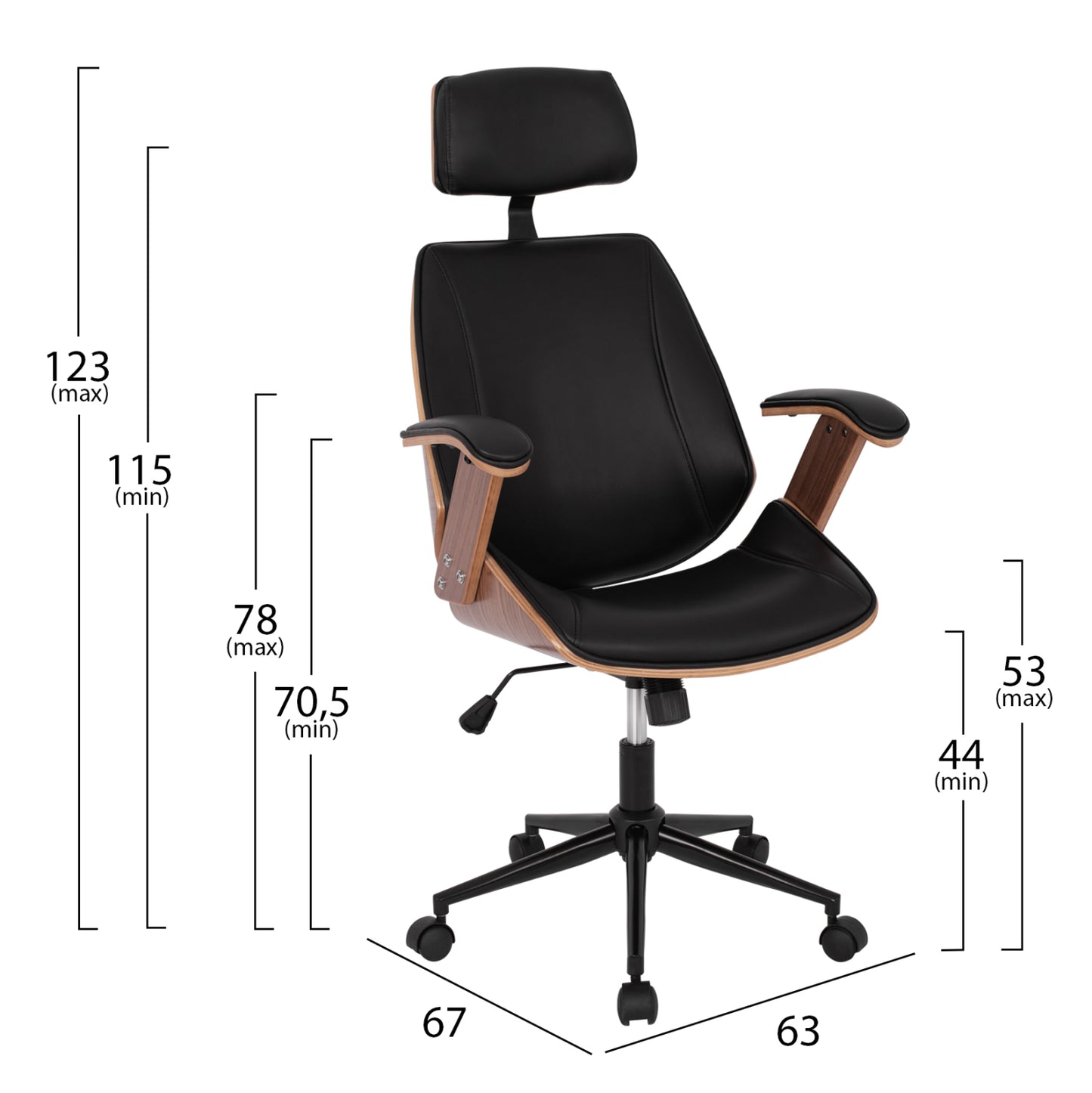 Manager's Office Chair Superior Pro Hm1109.01 Walnut Color-black 63x67x123 Cm