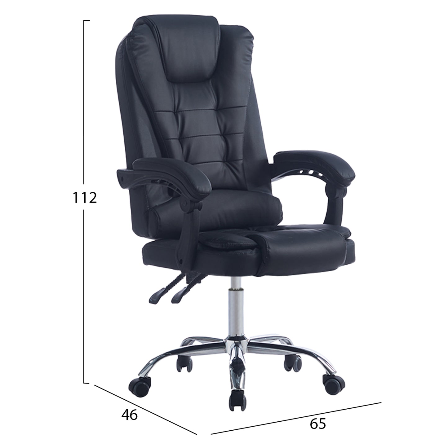 Executive Office Chair Kyron Hm1221.01 Black Pu--chrome Base 65x46x112hcm.