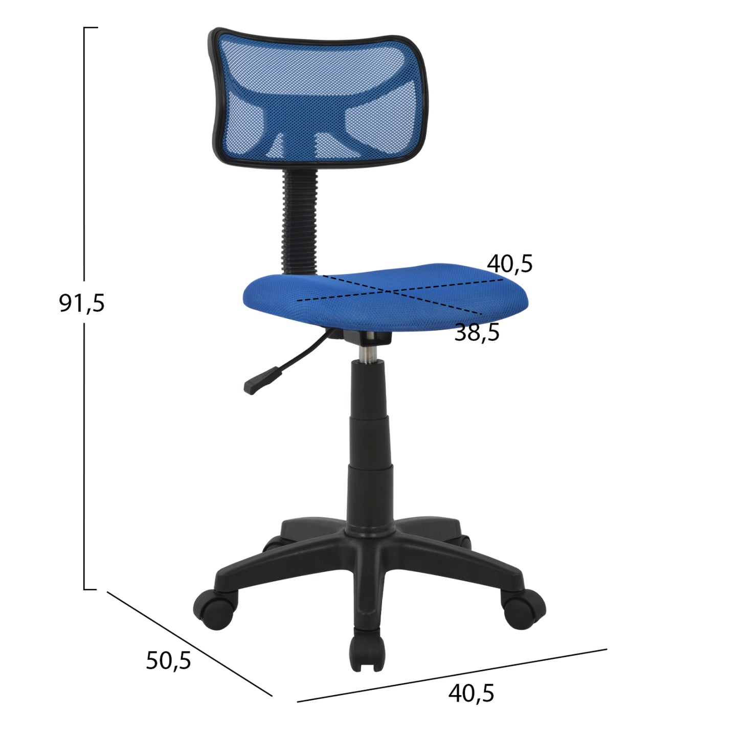 Office Chair Hm1026.06 Blue With Mesh Fabric 40,5x50,5x91,5 Cm.