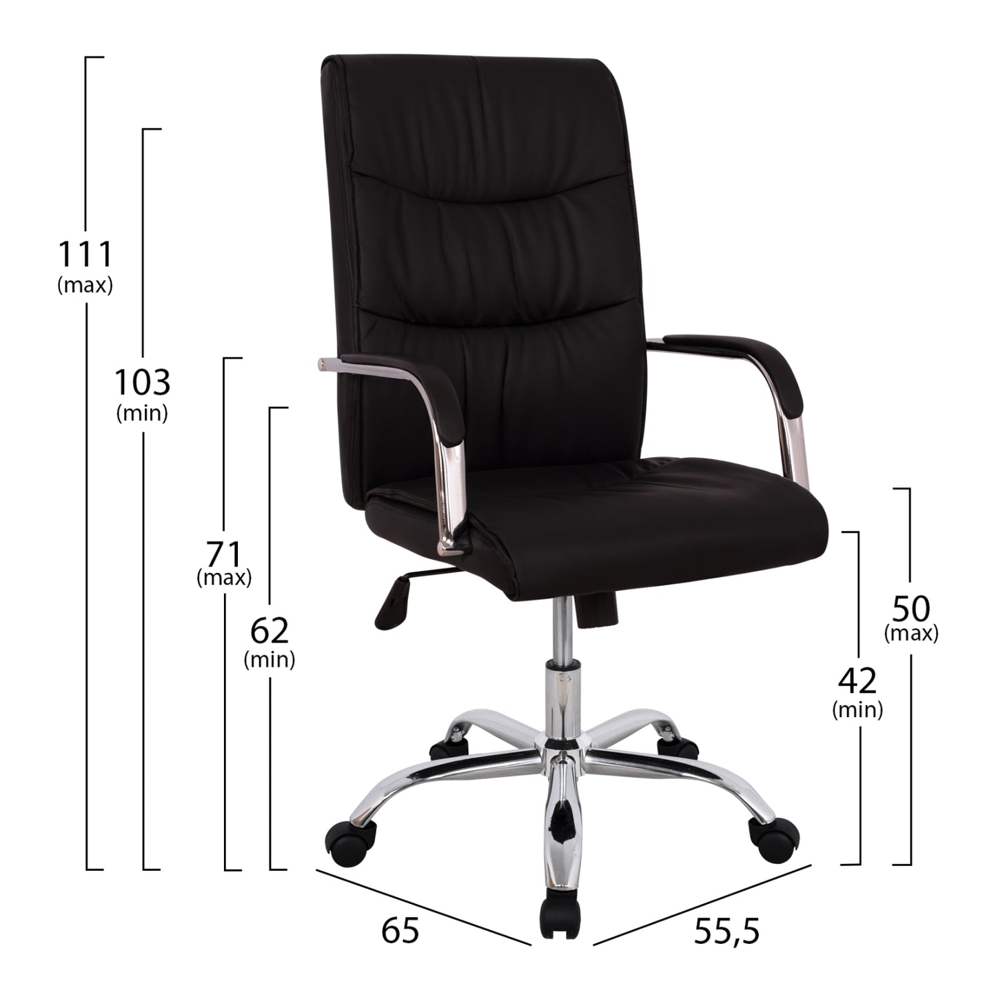 Manager's Office Chair Hm1044.11 Black With Chromed Base 55,5x65x111  Cm.