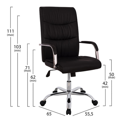 Manager's Office Chair Hm1044.11 Black With Chromed Base 55,5x65x111  Cm.