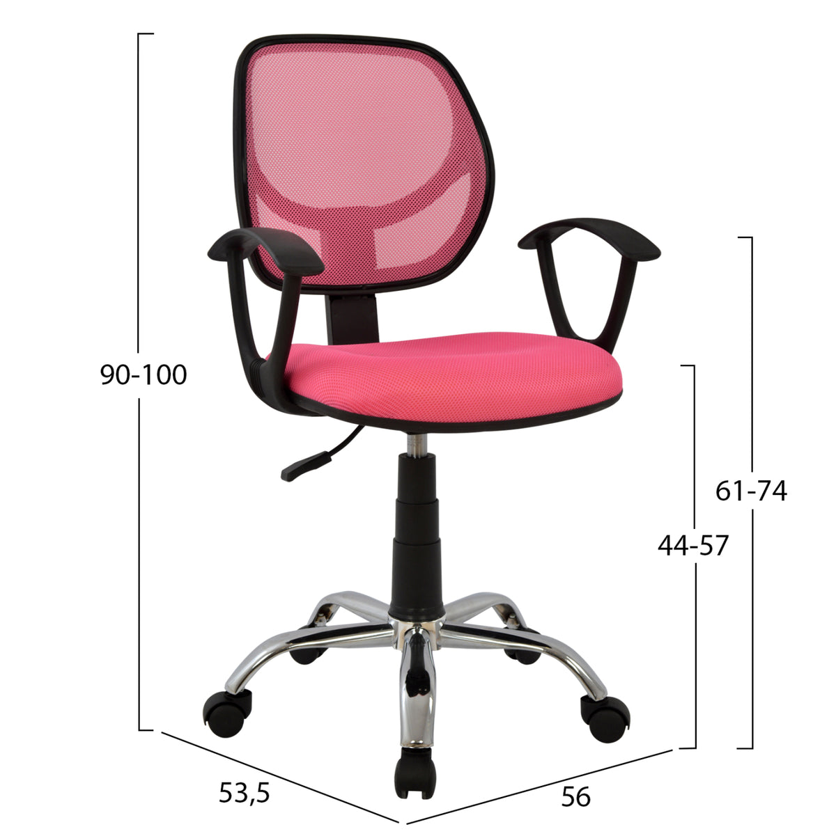 Office Chair With Chromed Base Hm1082.05 Pink 56x53,5x100 Cm