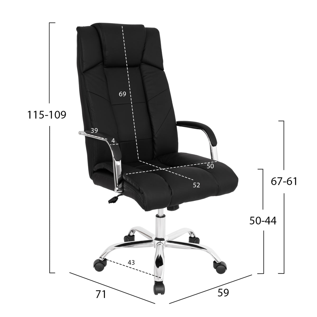 Office Chair Hm1117 With Black Pu 59x71x105 Cm.