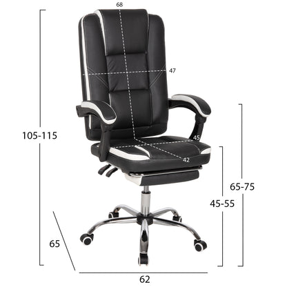 Office Chair Seena Hm1190.02 Black-white Pu-folding Footrest 62x65x115hcm.