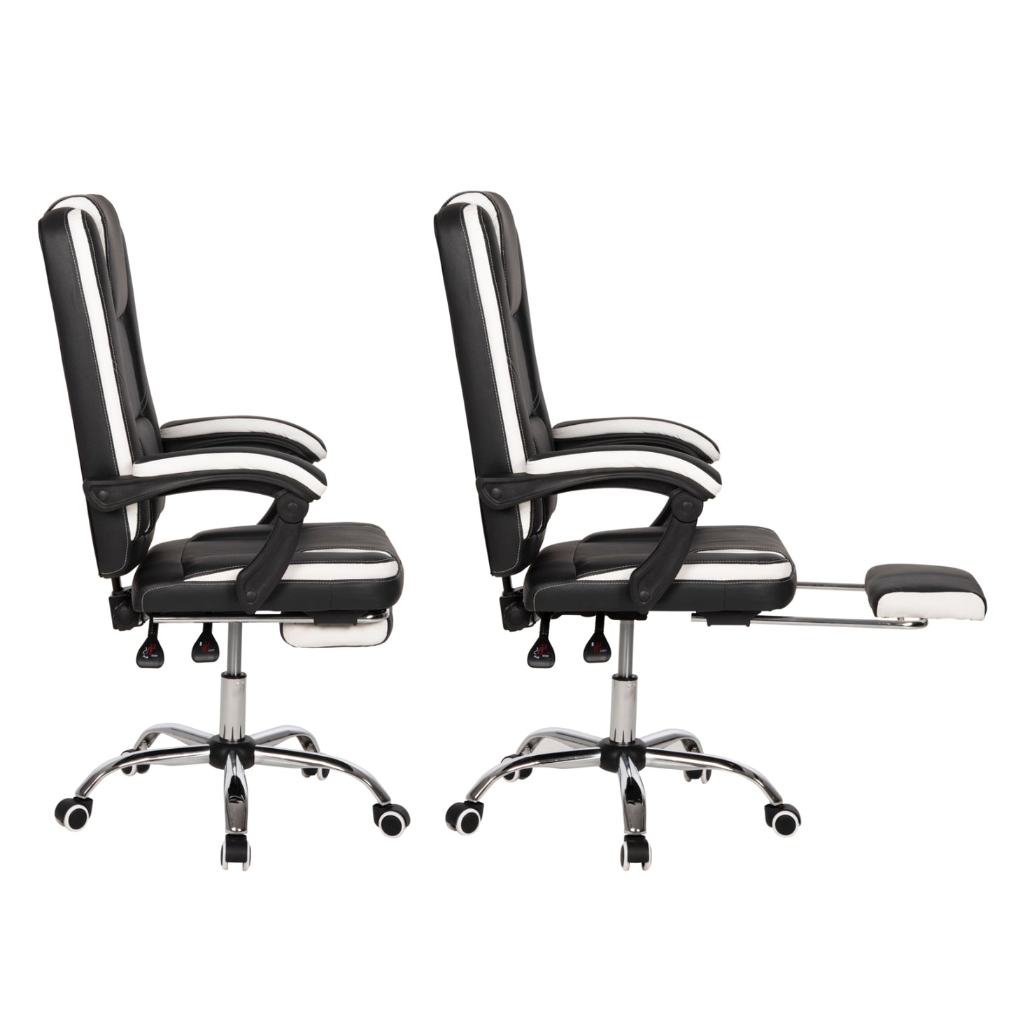 Office Chair Seena Hm1190.02 Black-white Pu-folding Footrest 62x65x115hcm.