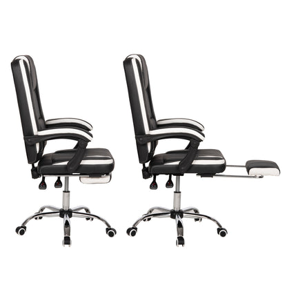 Office Chair Seena Hm1190.02 Black-white Pu-folding Footrest 62x65x115hcm.