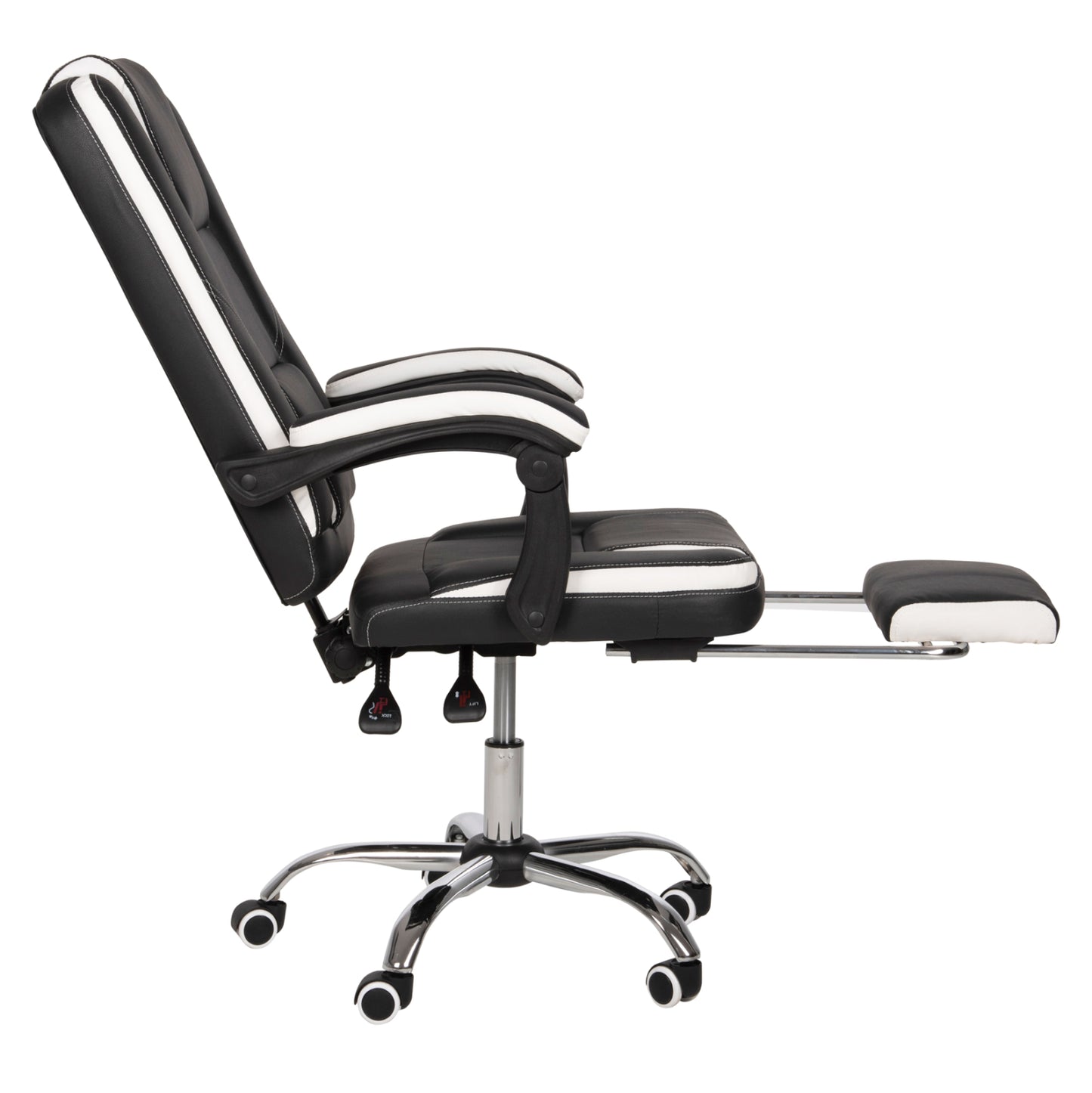 Office Chair Seena Hm1190.02 Black-white Pu-folding Footrest 62x65x115hcm.