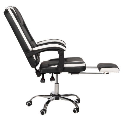 Office Chair Seena Hm1190.02 Black-white Pu-folding Footrest 62x65x115hcm.