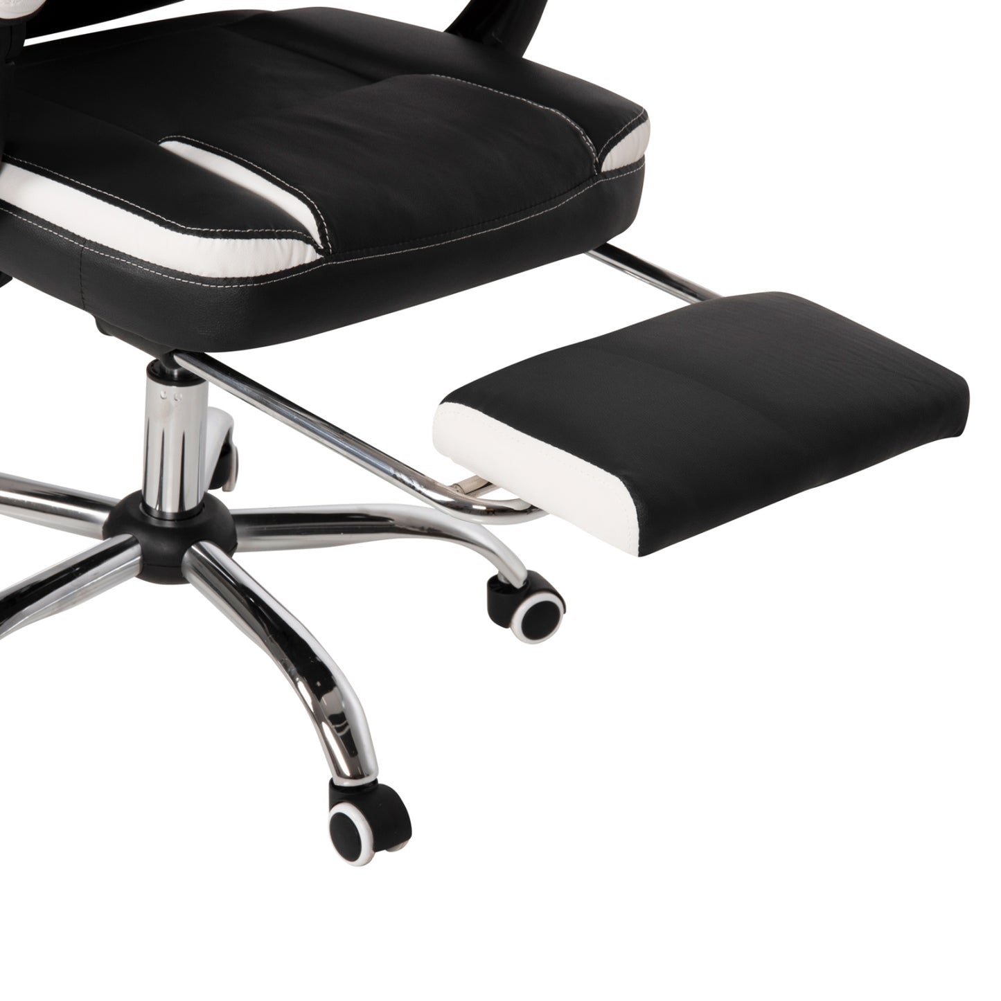 Office Chair Seena Hm1190.02 Black-white Pu-folding Footrest 62x65x115hcm.