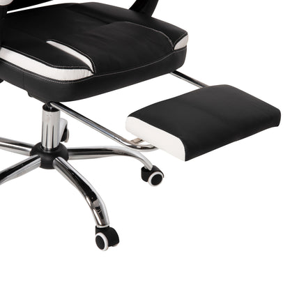 Office Chair Seena Hm1190.02 Black-white Pu-folding Footrest 62x65x115hcm.
