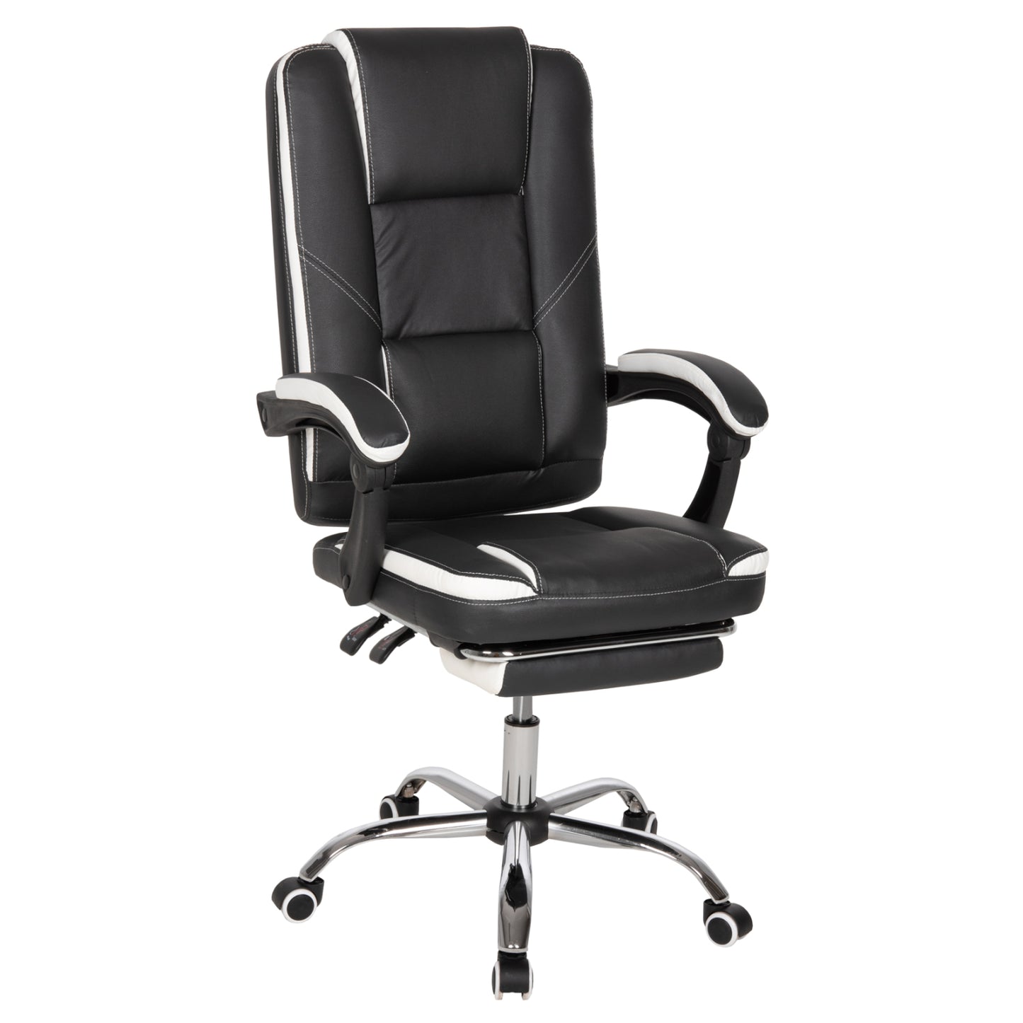 Office Chair Seena Hm1190.02 Black-white Pu-folding Footrest 62x65x115hcm.