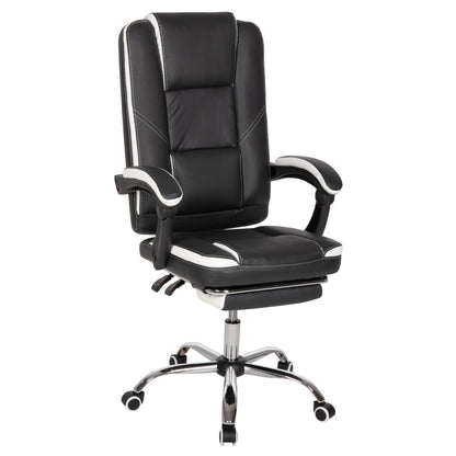 Office Chair Seena Hm1190.02 Black-white Pu-folding Footrest 62x65x115hcm.