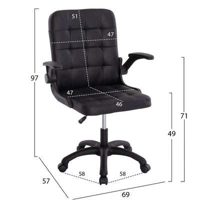 Office Chair Portima Hm1197.01 Black Pvc-frame & Base 69x57x97hcm.