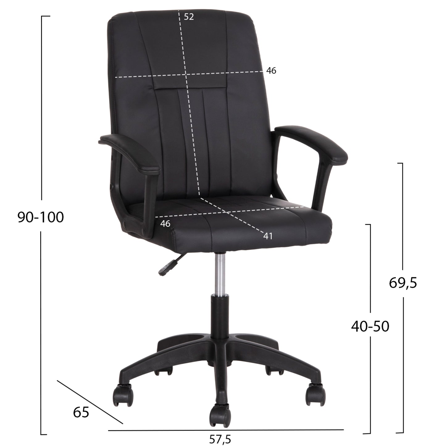 Office Chair Nim Hm1200.01 Black Pvc-black Frame And Base 58x65x100hcm.