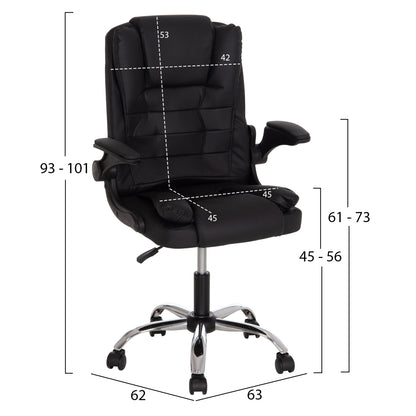 Office Chair Canan Hm1201.11 Black Pvc--chrome Base 63x62x93-101hcm.