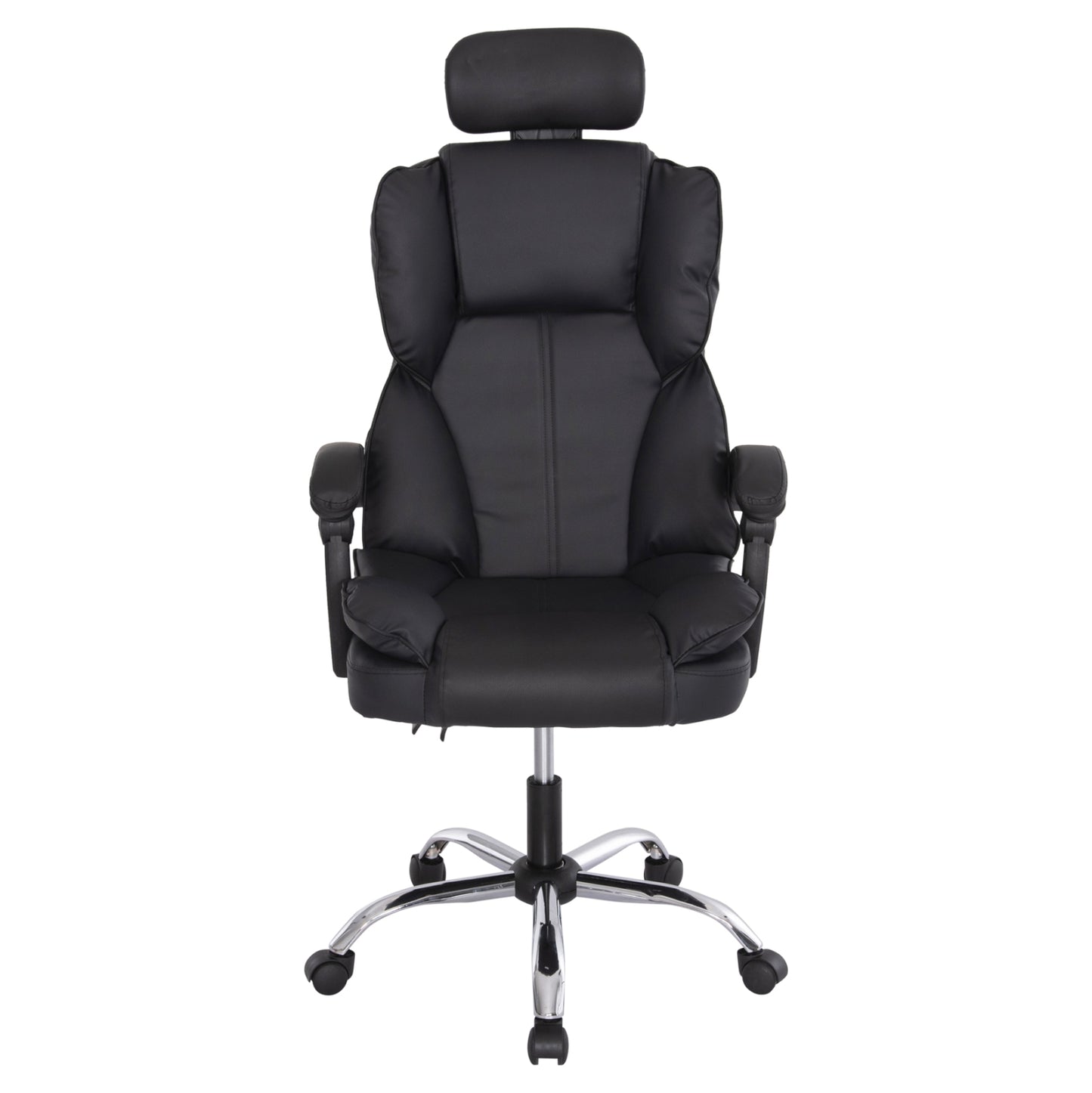 Office Chair Octavius Hm1202 Black Pvc- Chromed Metal Base 63x73x129hcm.