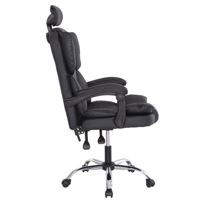 Office Chair Octavius Hm1202 Black Pvc- Chromed Metal Base 63x73x129hcm.