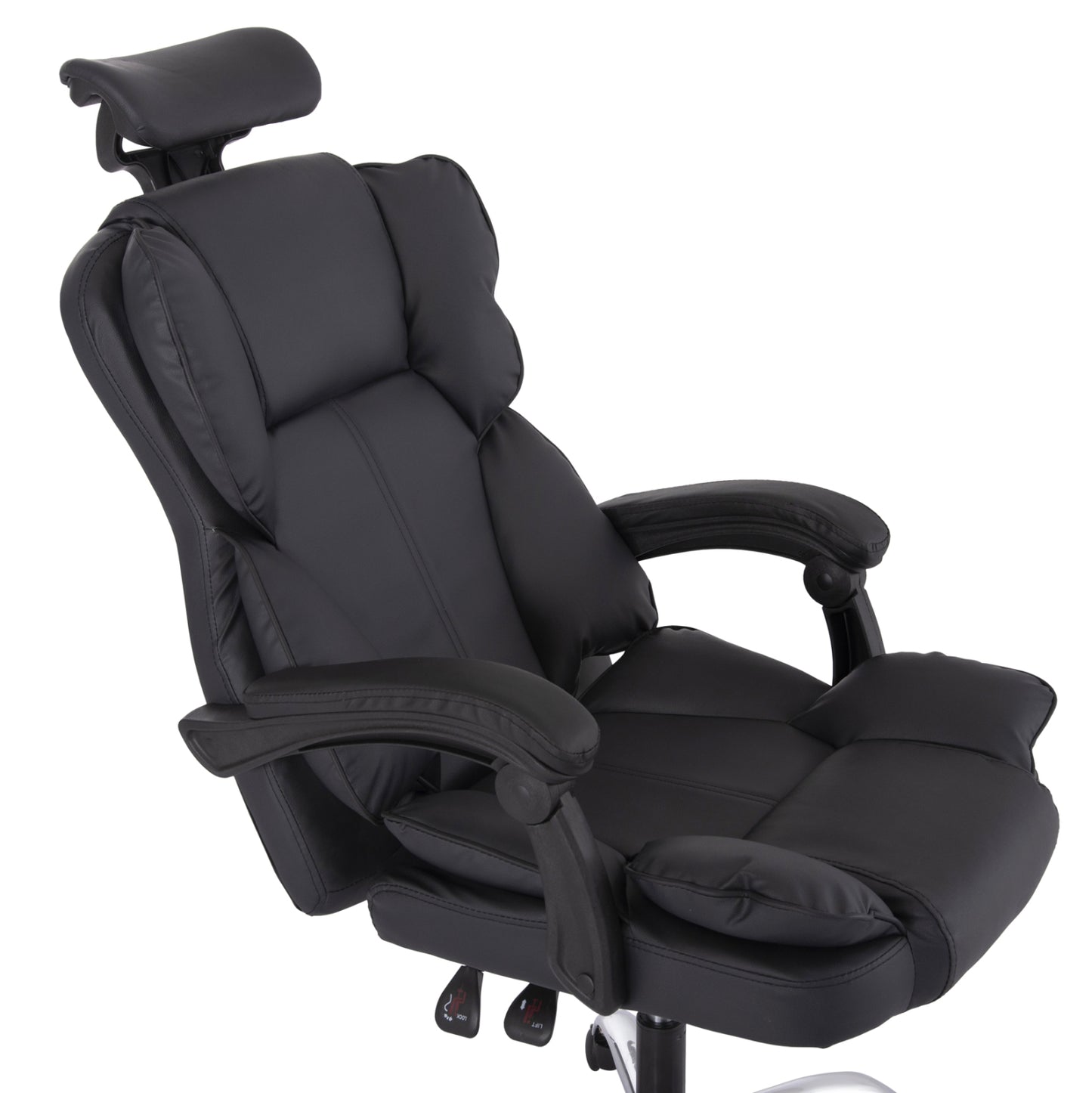 Office Chair Octavius Hm1202 Black Pvc- Chromed Metal Base 63x73x129hcm.