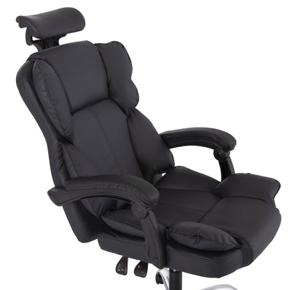 Office Chair Octavius Hm1202 Black Pvc- Chromed Metal Base 63x73x129hcm.