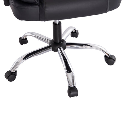 Office Chair Octavius Hm1202 Black Pvc- Chromed Metal Base 63x73x129hcm.