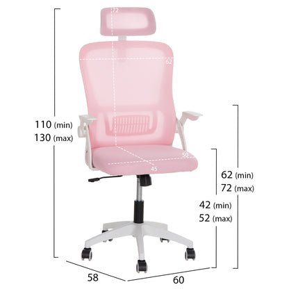 Office Chair Blazer Hm1205.04 Pink Mesh Fabric--white Arms 60x58x110-130hcm.