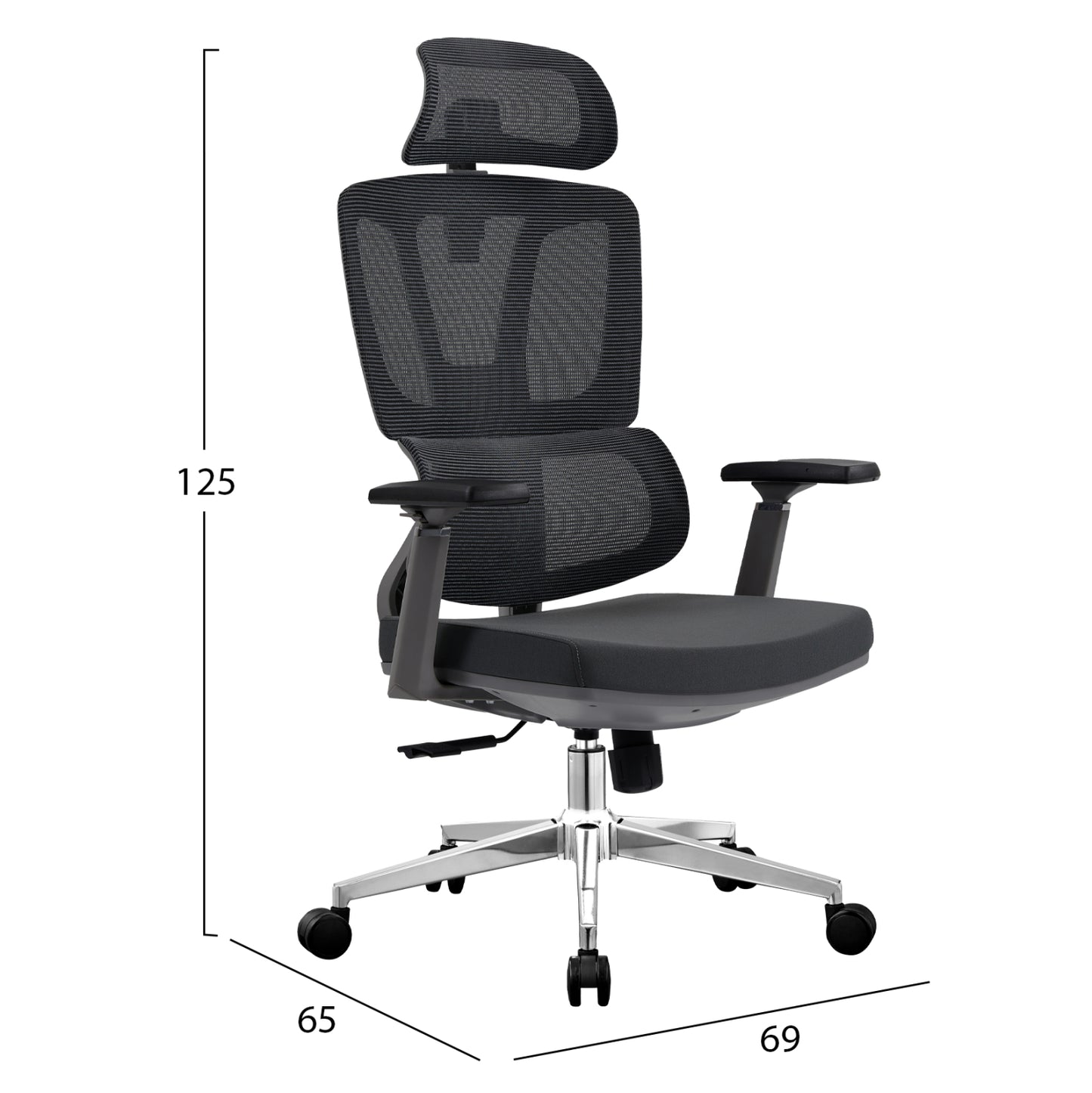 Office Chair Taskmaster Hm1216.01 Black Mesh Fabric--chromed Base 69x65x125hcm.