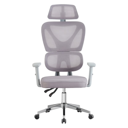 Office Chair Novar Hm1218.02 White Pp--light Grey Mesh--chrome Base 51x49x129hcm.