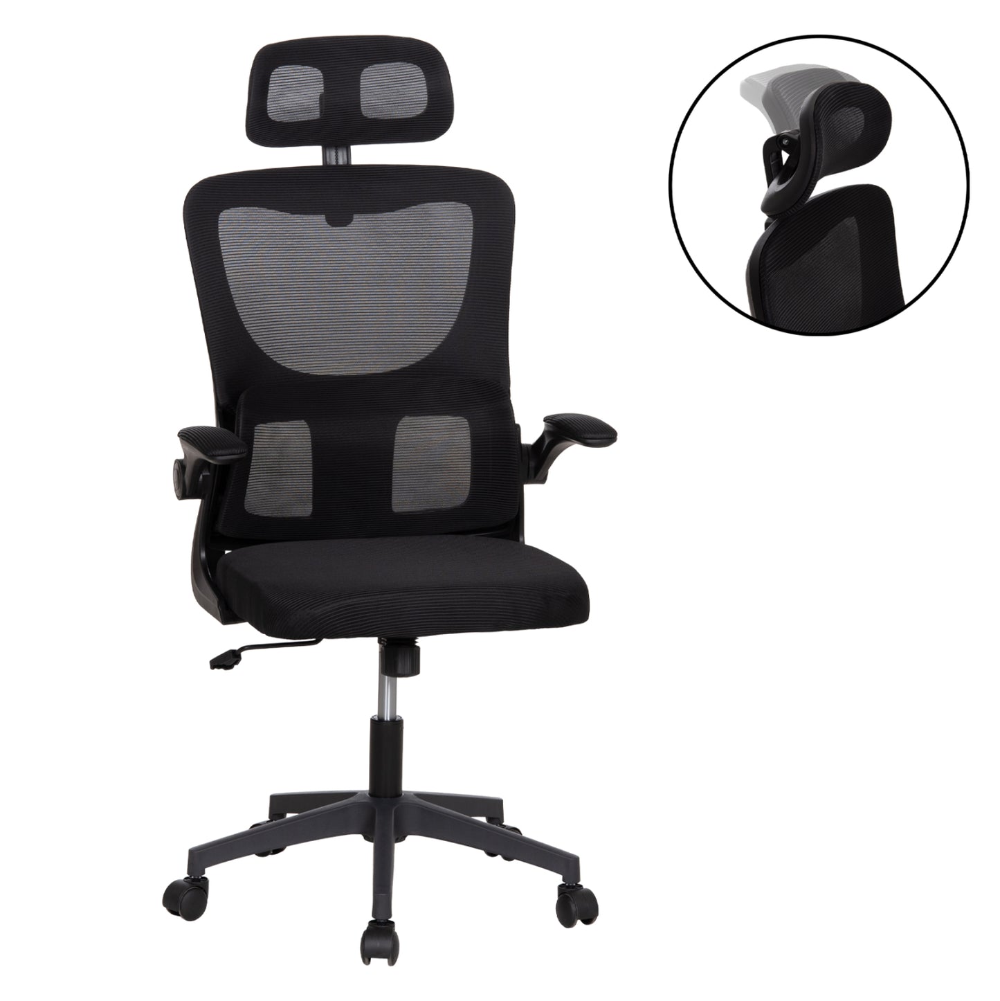 Office Chair Kesi Hm1222.01 Black Mesh Fabric & Pp 61x62x125hcm.