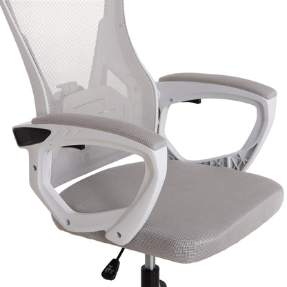 Office Chair Salas Hm1223.02 P.p. In White--mesh Fabric In Light Grey 57x71x110-120hcm.