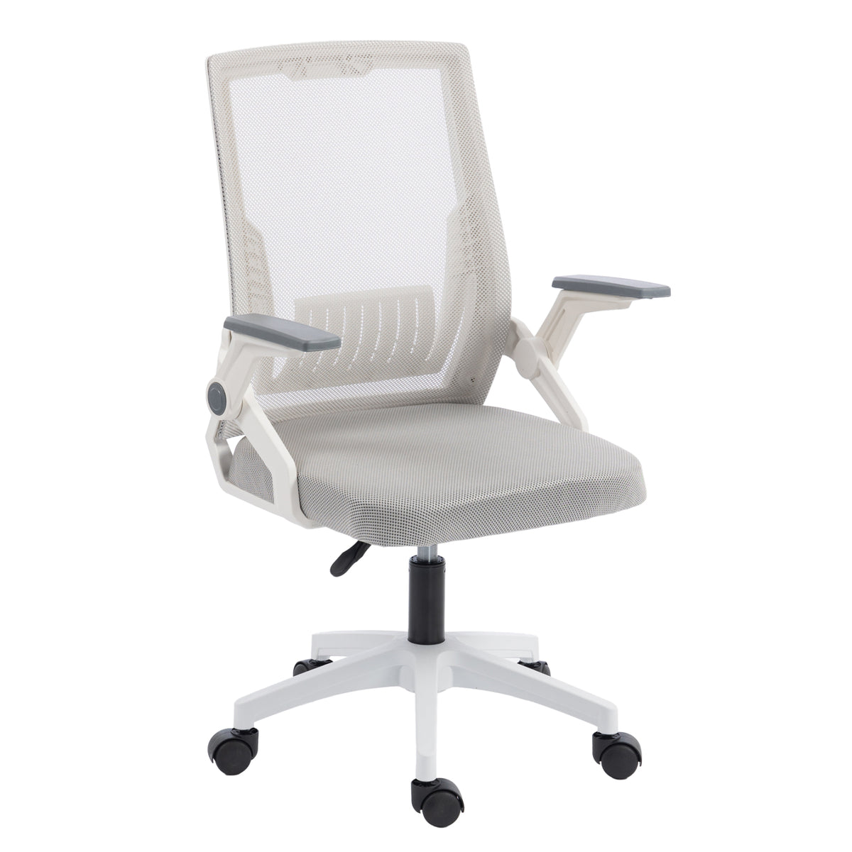 Office Chair Zenith Hm1225.02 Polypropylene In White--mesh In Light Grey 60x60x92-100hcm